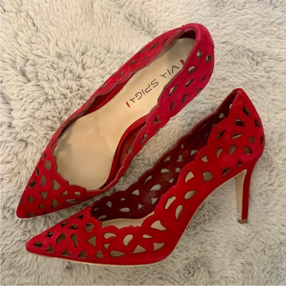 Via Spiga Red Clio Heels Size 8